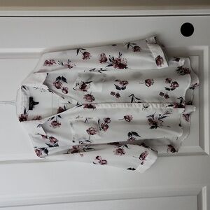 BCX Junior's Floral Print Roll Sleeve Blouse - XLG